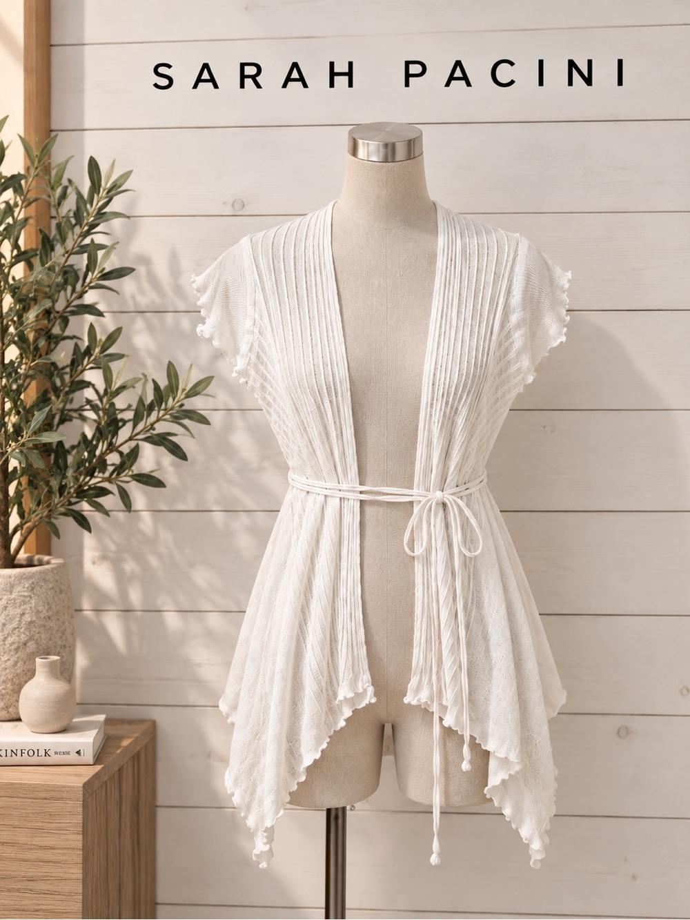 Sarah Pacini Asymmetrical Cardigan – White – Estimated Size S/M